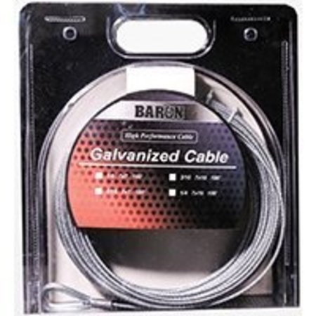 BARON BARON 83105/50130 Aircraft Cable, 2620 lb Working Load Limit, 50 ft L, 3/8 in Dia, Galvanized Steel 83105/50130